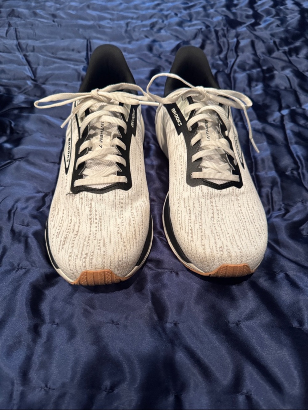 Brooks White and Black Running Sneakers with Tan Toe